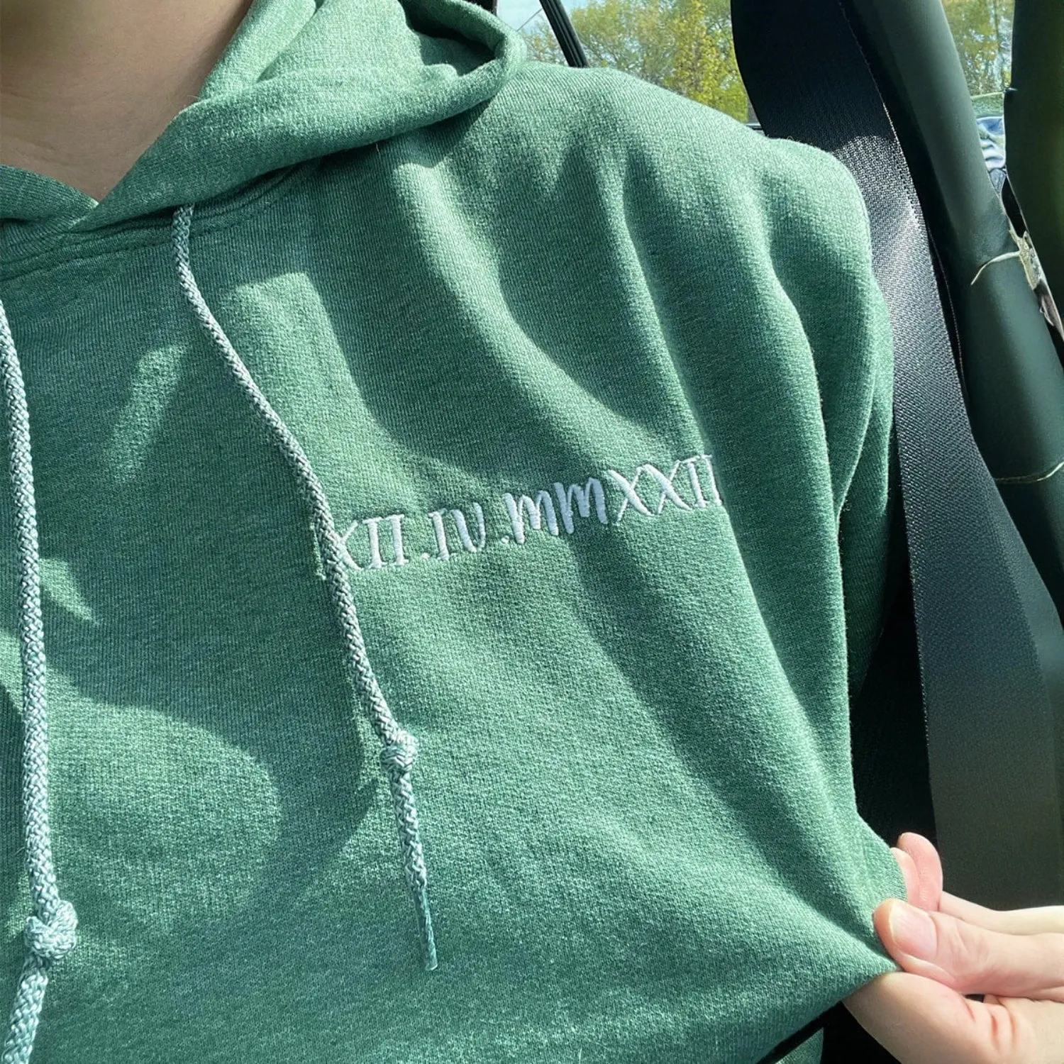 His and Hers Matching Hoodies or Sweatshirts Gift with Embroidered Roman Numerals on Chest