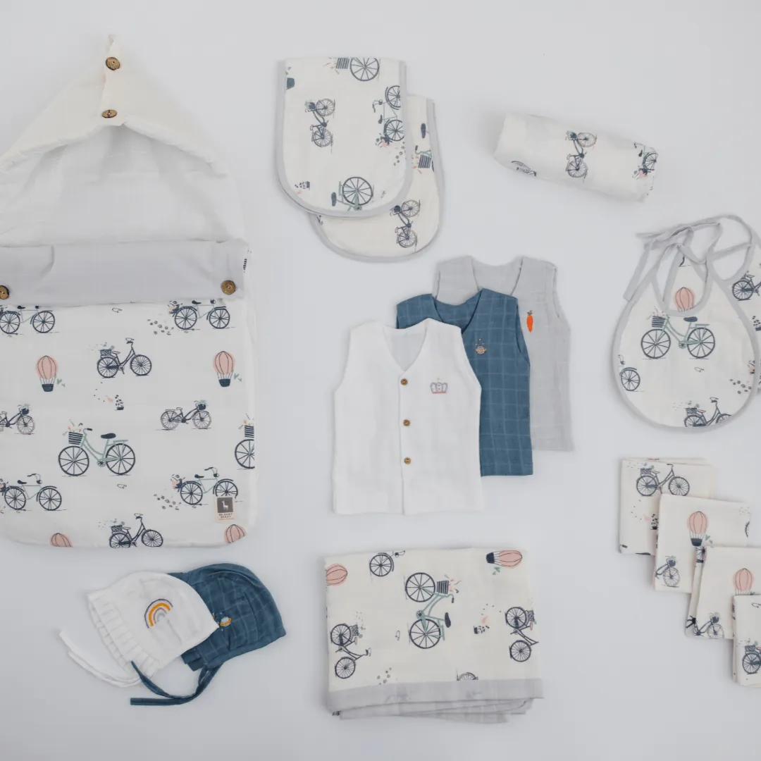 Hospital Bag Must Haves Combo - Riders Club Theme (total 16 Muslin Items)