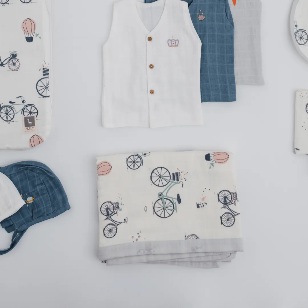 Hospital Bag Must Haves Combo - Riders Club Theme (total 16 Muslin Items)