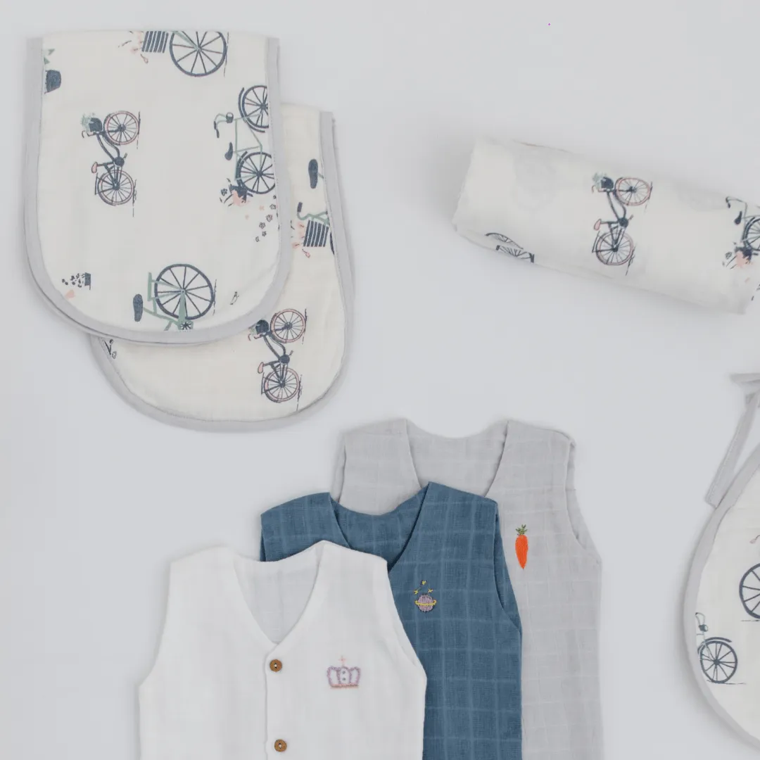 Hospital Bag Must Haves Combo - Riders Club Theme (total 16 Muslin Items)