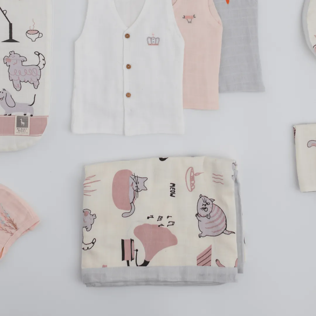Hospital Bag Must Haves Combo - Woofles & Purrito (total 16 Muslin Items)