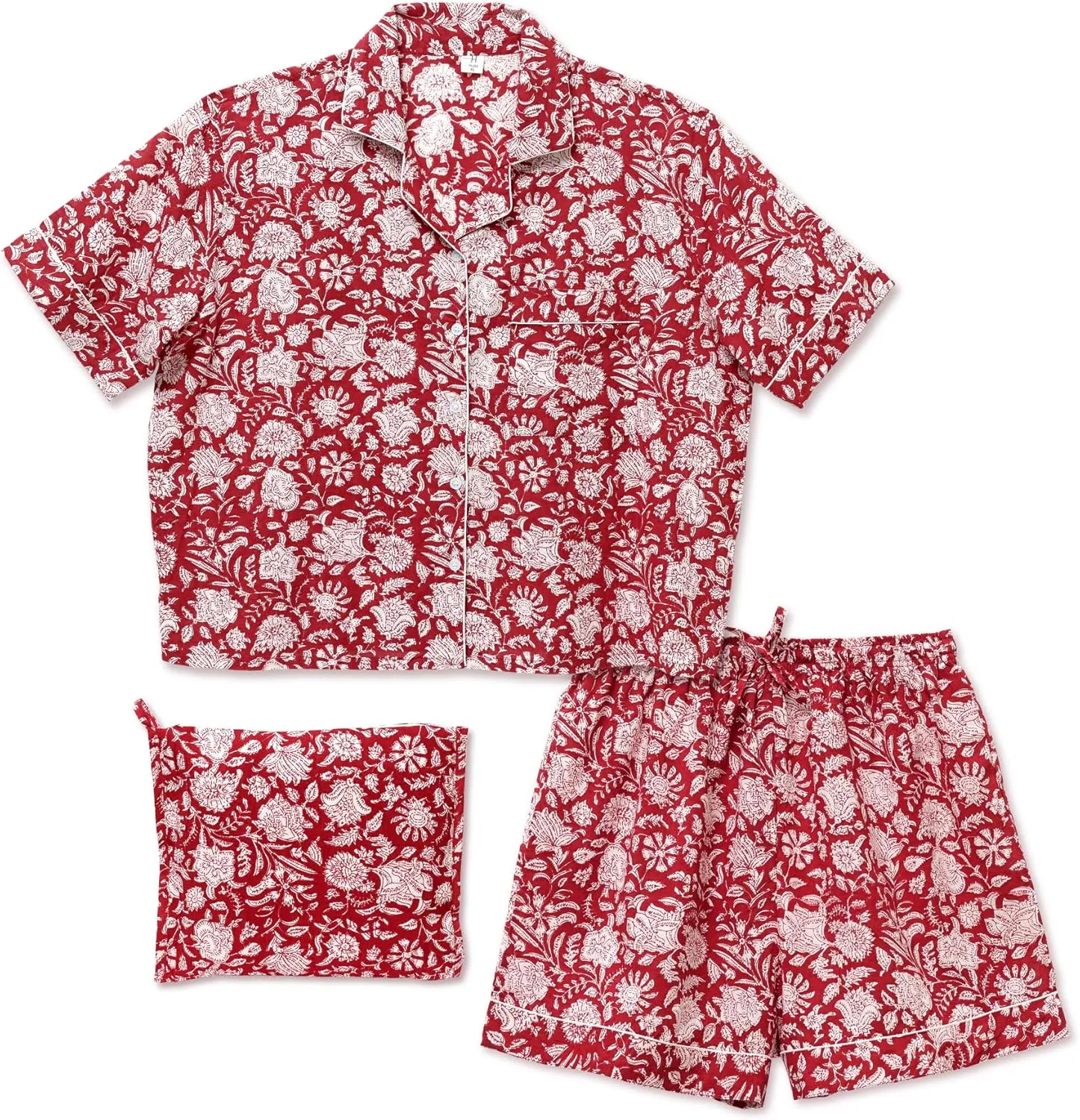 Huar Cotton Pajamas for Women Shorts Set - Womens Pajama Sets - Comfortable PJ Shorts Sets, Breathable and Light Cotton Pjs