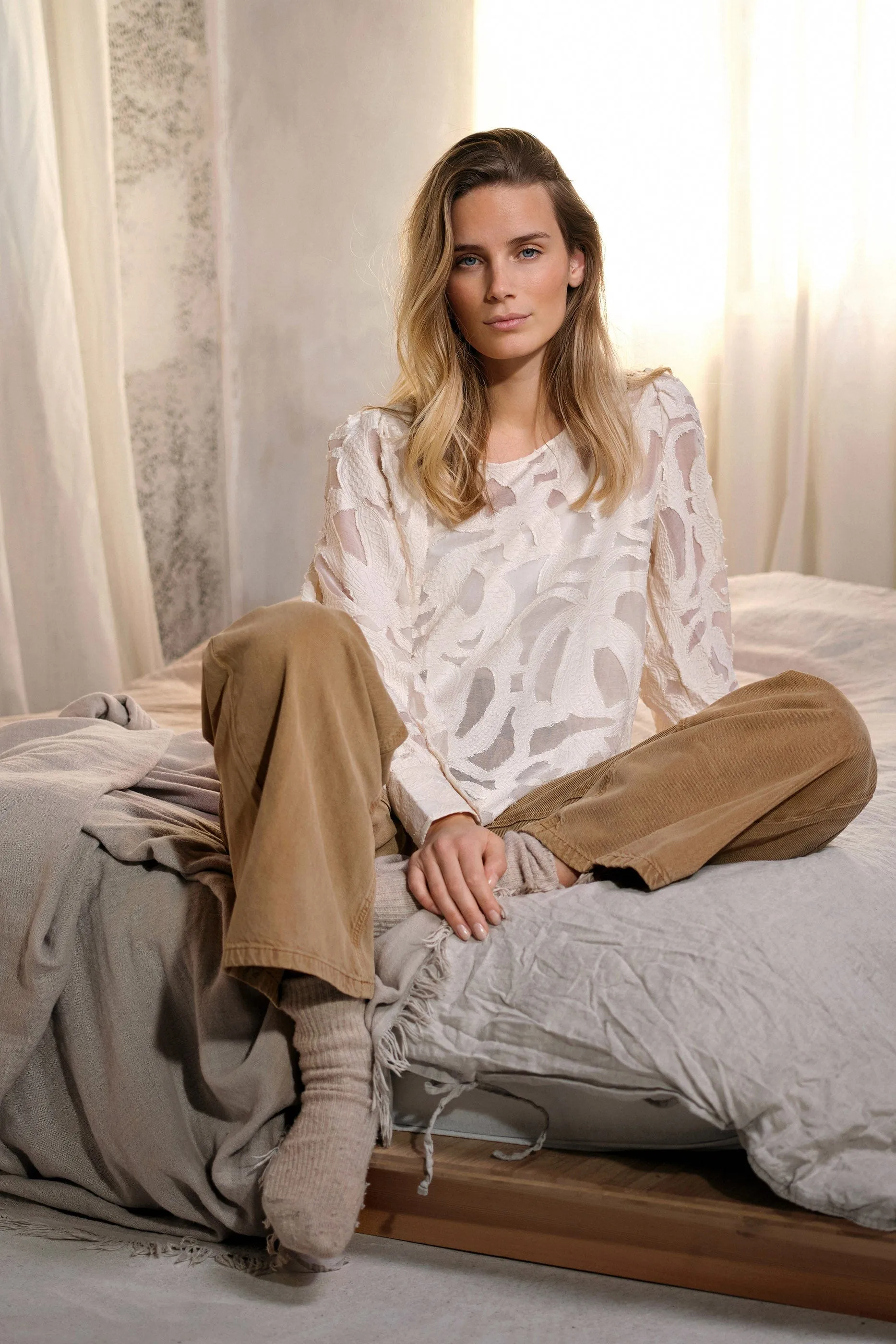 Ibi Jacquard Blouse - Cream
