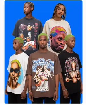 ICONIC LEGENDARY BASKETBALL PLAYER RODMAN PRINT T SHIRTS