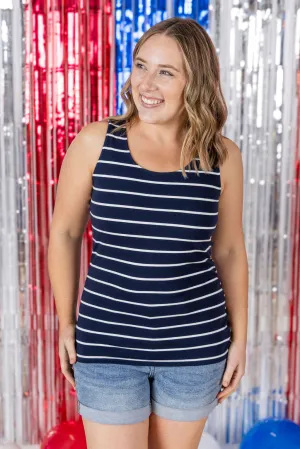 IN STOCK Tiffany Tank - Navy and White Stripes