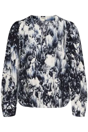Jazzlyn Blouse - Dark Navy Landscape Print