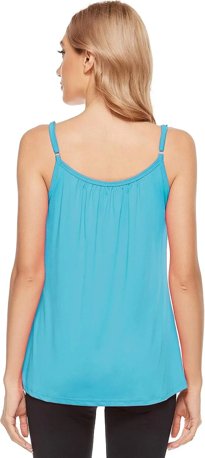 jonivey Women Casual Camisole with Removable Shelf Bra Spaghetti Straps Flowy Lounge Padded Cami Tank Top