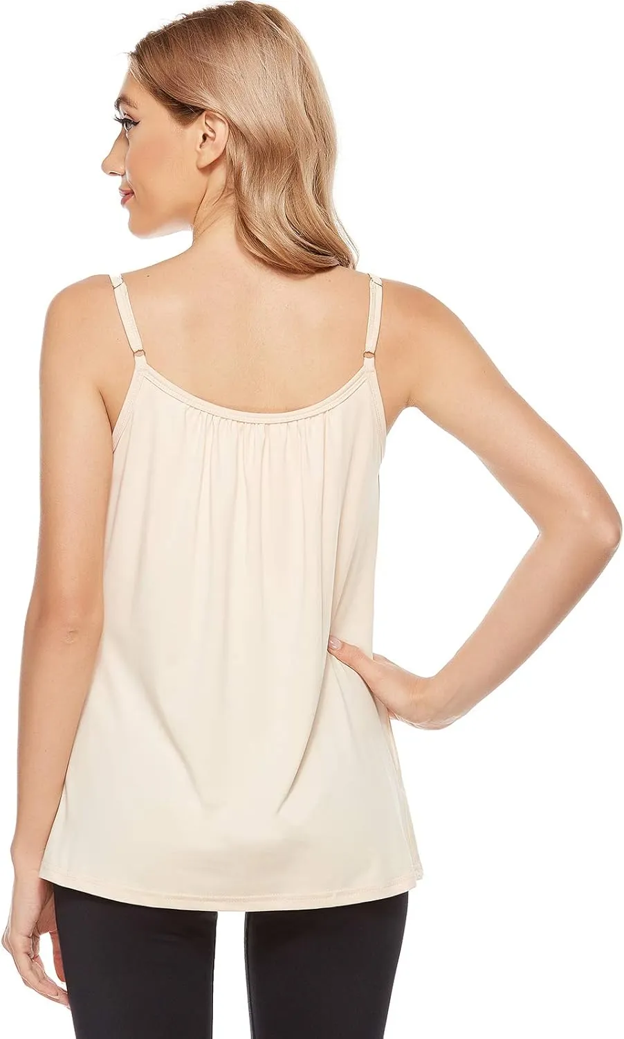 jonivey Women Casual Camisole with Removable Shelf Bra Spaghetti Straps Flowy Lounge Padded Cami Tank Top