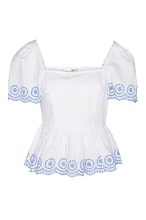 Joy Peplum Blouse - Classic White