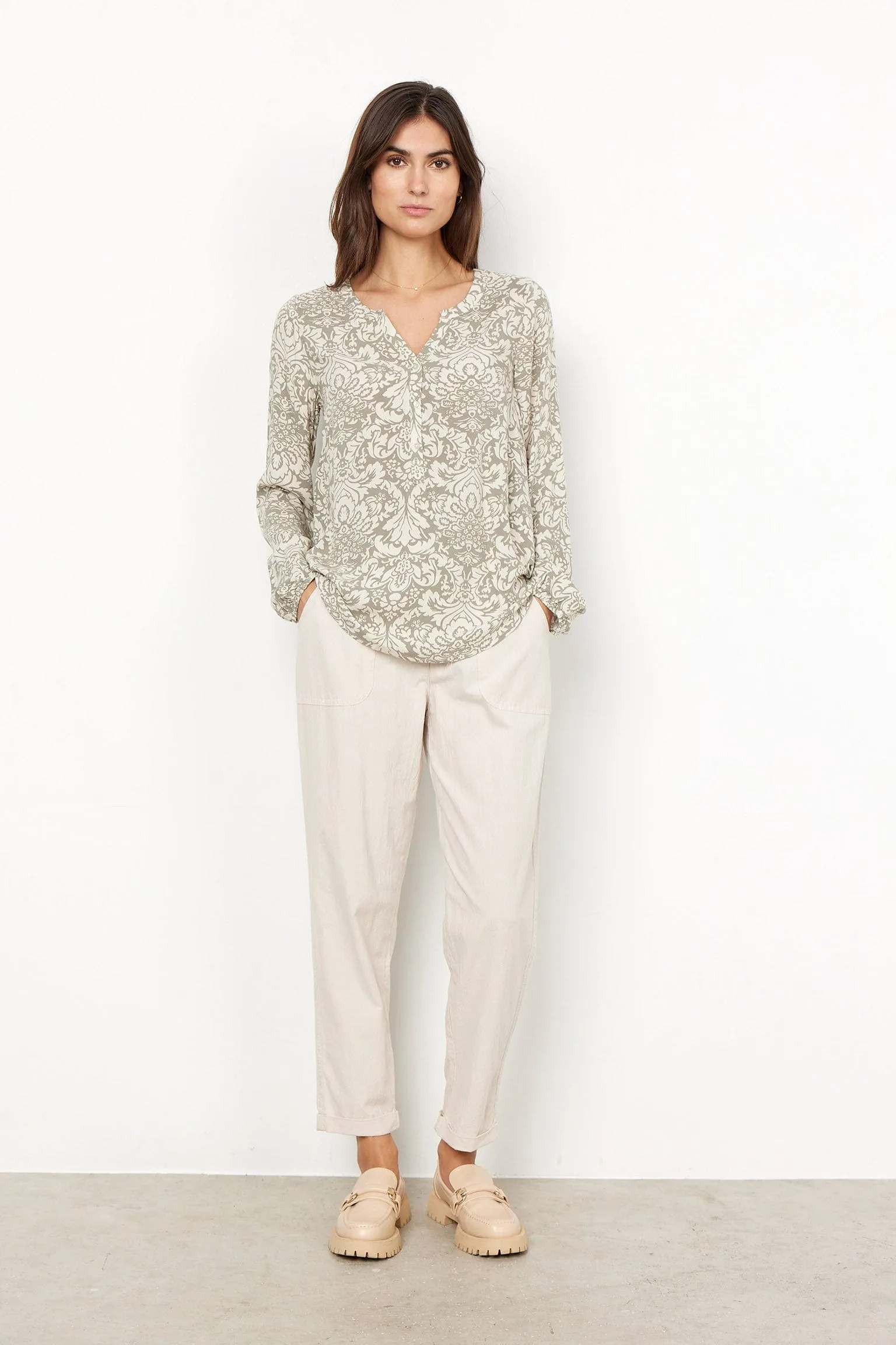 Kiddie Blouse - Dusky Green Combi