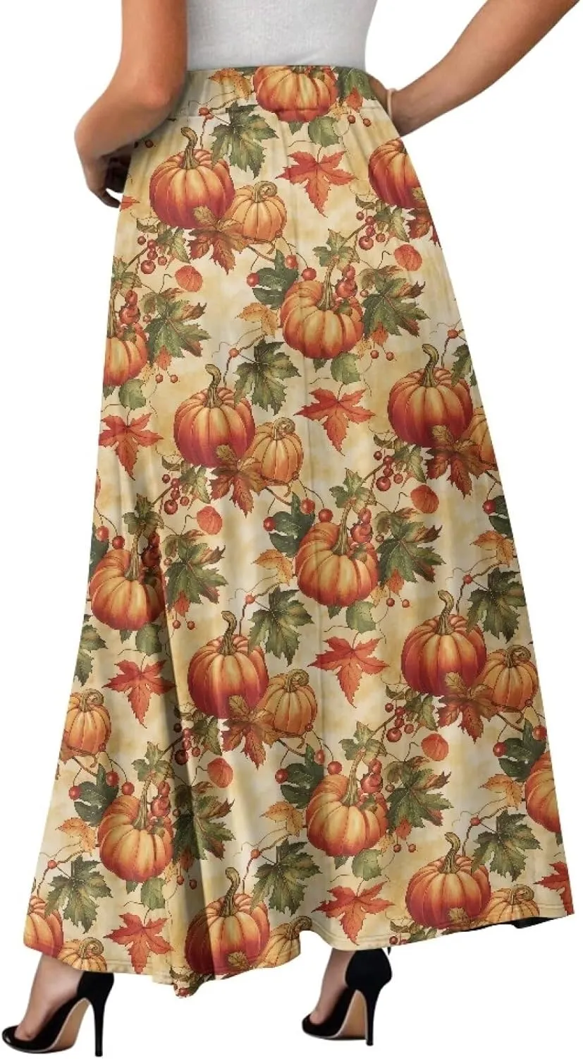 Ladies Pleated Summer Fall Skirts A Line Maxi Skirts Elegant Midi Length Skirts Lightweight Below The Knee Skirts