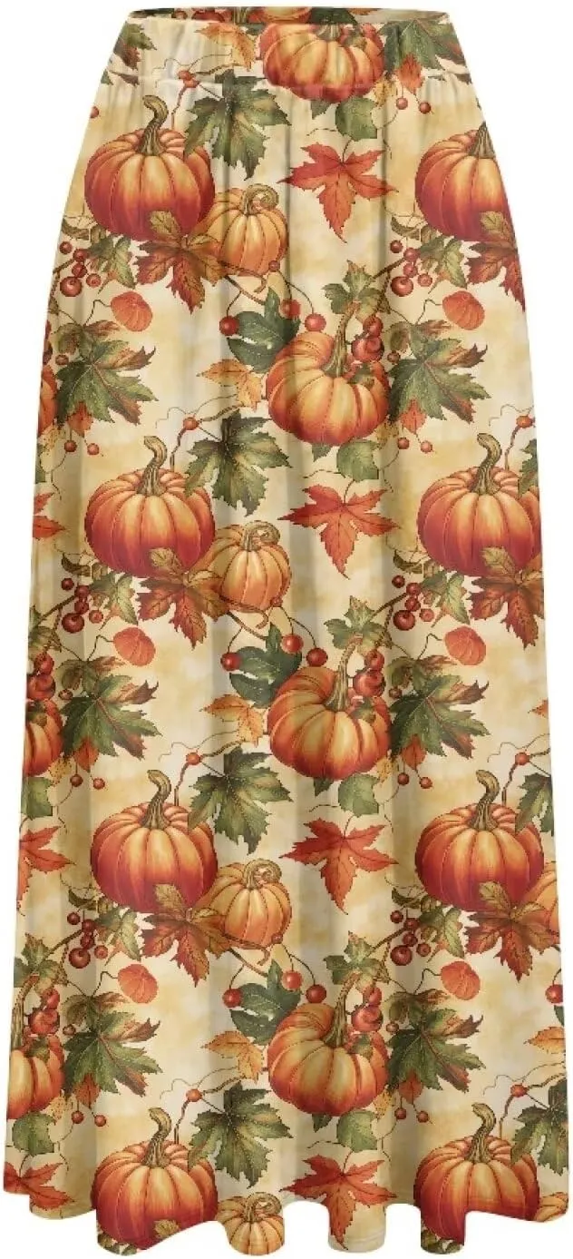 Ladies Pleated Summer Fall Skirts A Line Maxi Skirts Elegant Midi Length Skirts Lightweight Below The Knee Skirts
