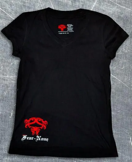 Ladies V-Neck T-Shirt  ( Babydoll/ Red)