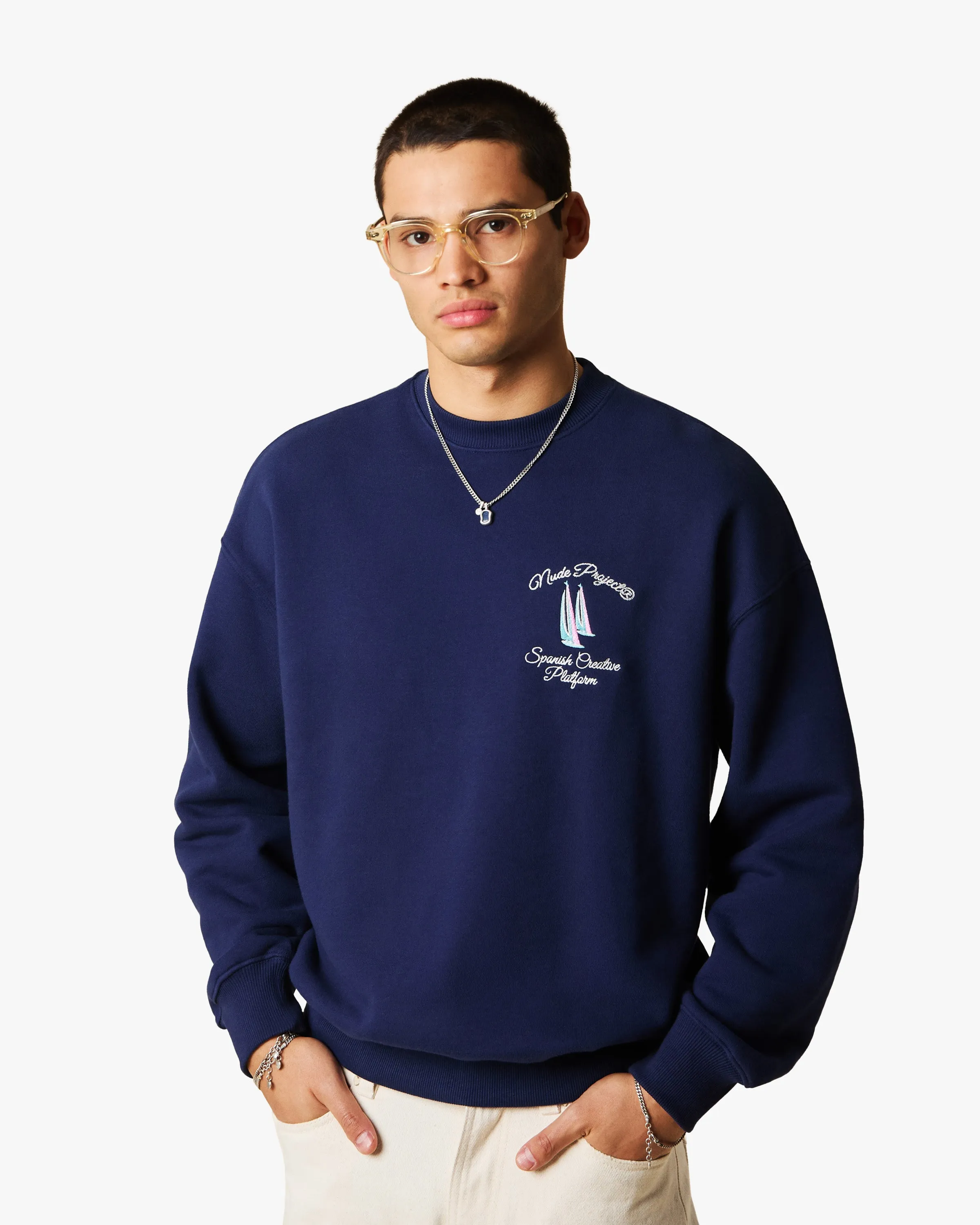 LIL BOAT CREWNECK NAVY