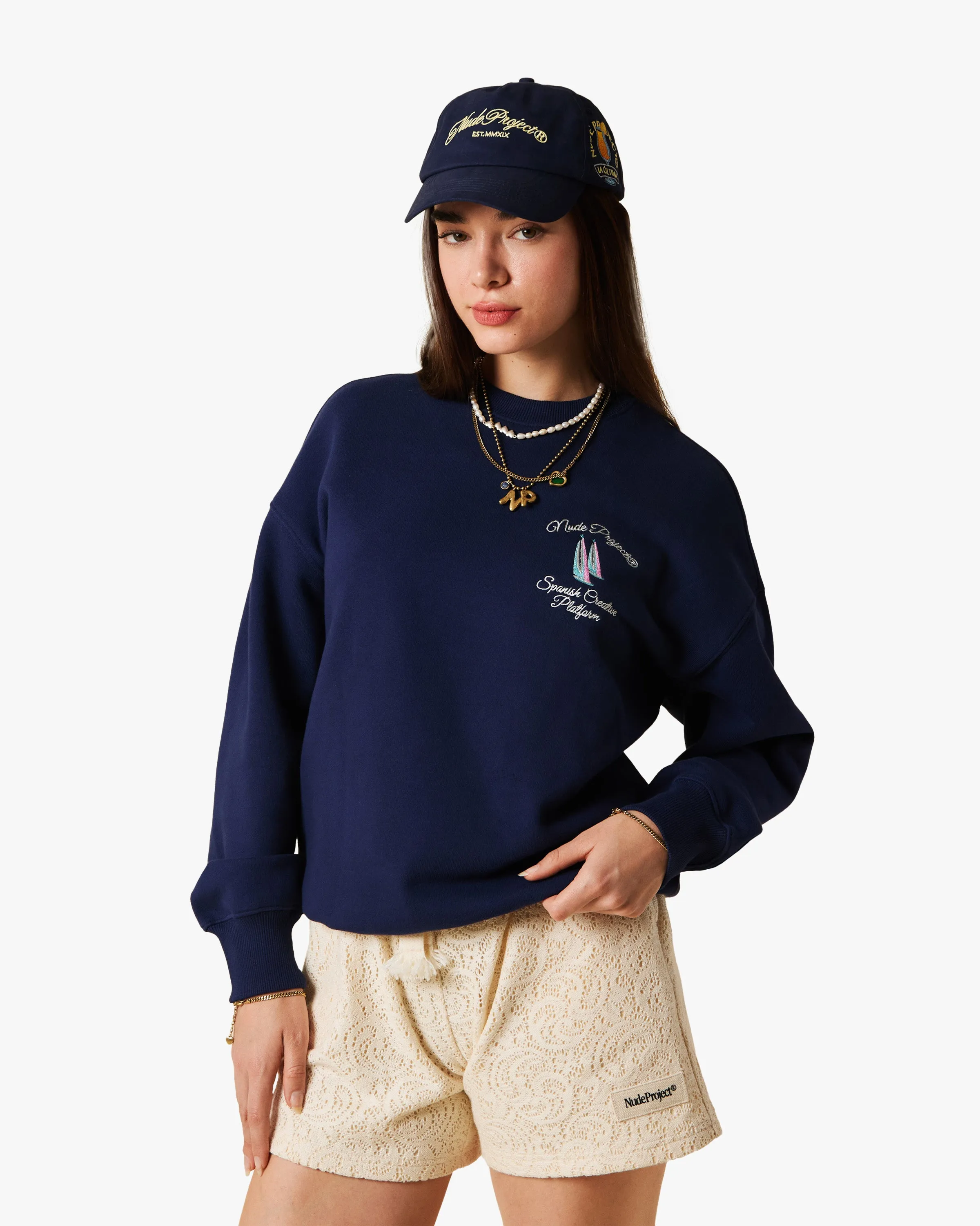 LIL BOAT CREWNECK NAVY