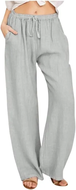 Linen Wide Leg Pants for Women Trendy Casual Drawstring High Waist Pant Loose Lightweight Long Palazzo Trousers
