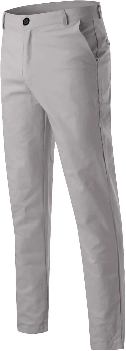 Mens Dress Pants Slim Fit Stretch Chino Pants Flat Front Denim Pants Casual Tapered Golf Pants Straight Leg Dress Slacks