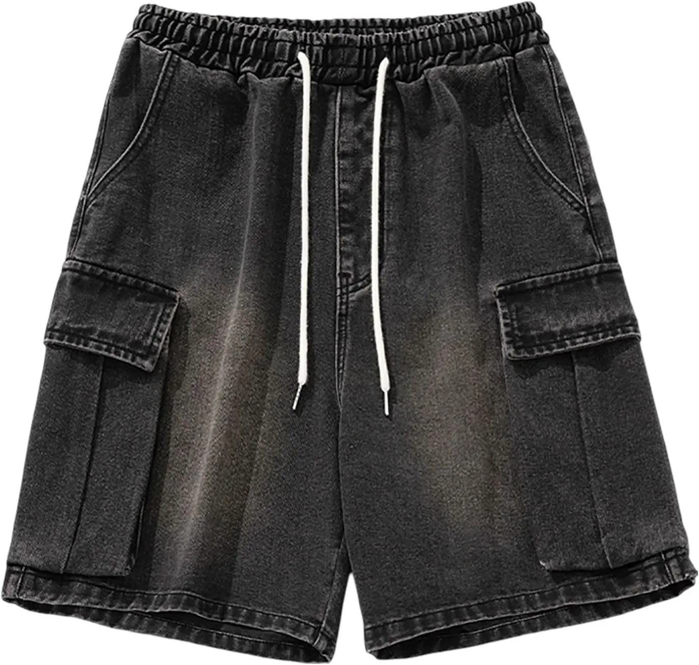 Men's Loose Hip Hop Long Jean Shorts Work Denim Shorts with Pockets Casual Summer Trendy Outfits