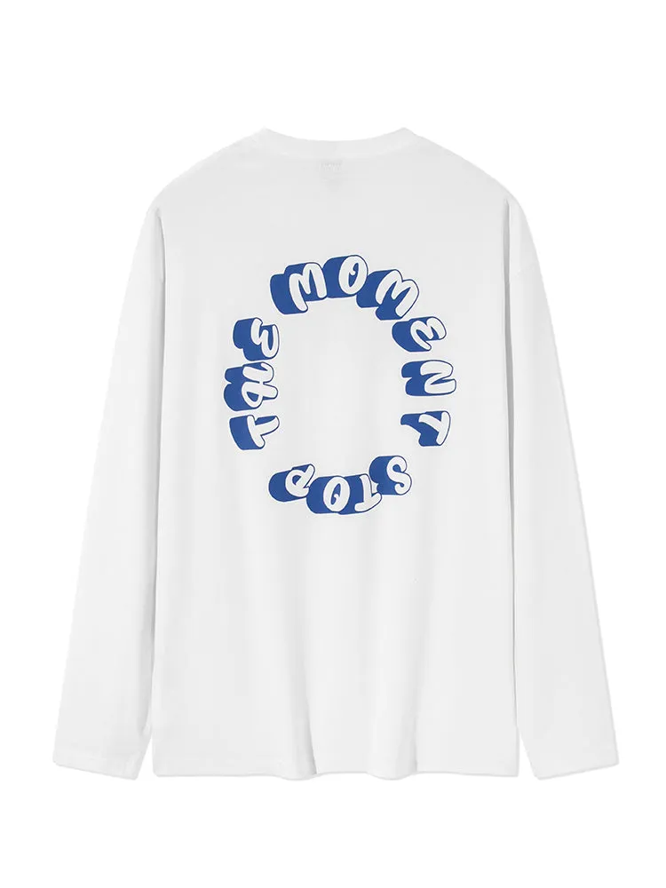 Men’s Mercerized Cotton Monogram Loose Crew Neck Long-Sleeve T-Shirt