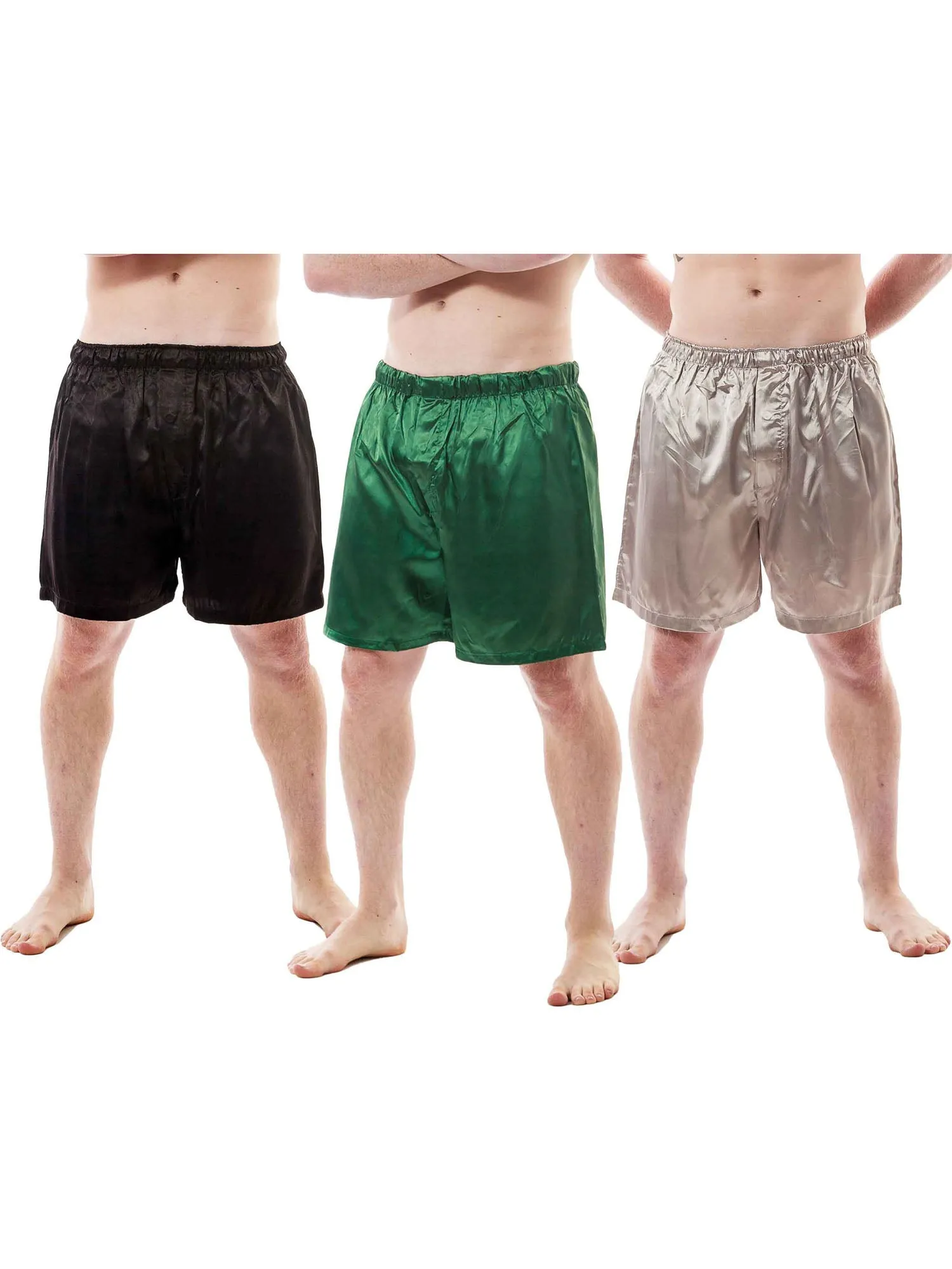 Men's Shorts / Boxers, Satin, 3-Piece Multicolor Combo Pack (MSC01-B)