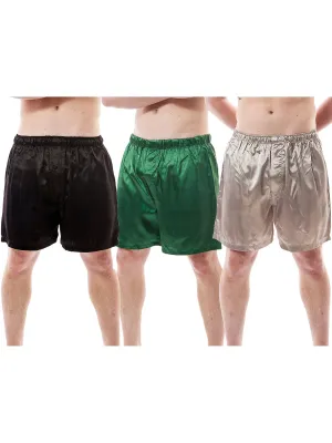 Men's Shorts / Boxers, Satin, 3-Piece Multicolor Combo Pack (MSC01-B)