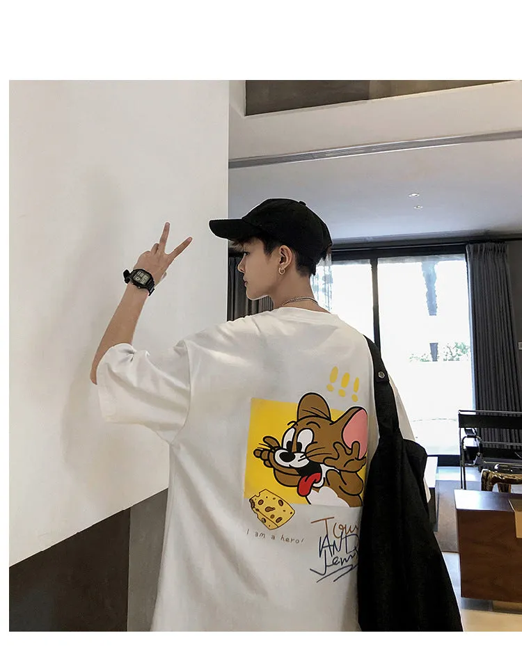 Mouse Short Sleeve T-Shirt Trendy ins All-Matching Summer Mid-Length Hip-Hop Loose T-Shirt