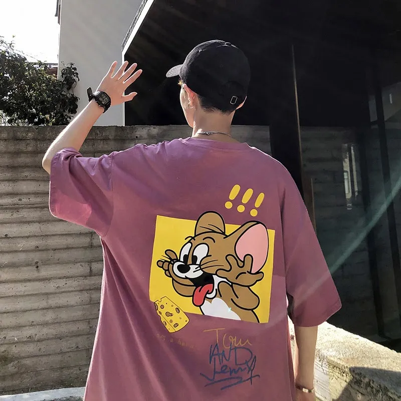 Mouse Short Sleeve T-Shirt Trendy ins All-Matching Summer Mid-Length Hip-Hop Loose T-Shirt