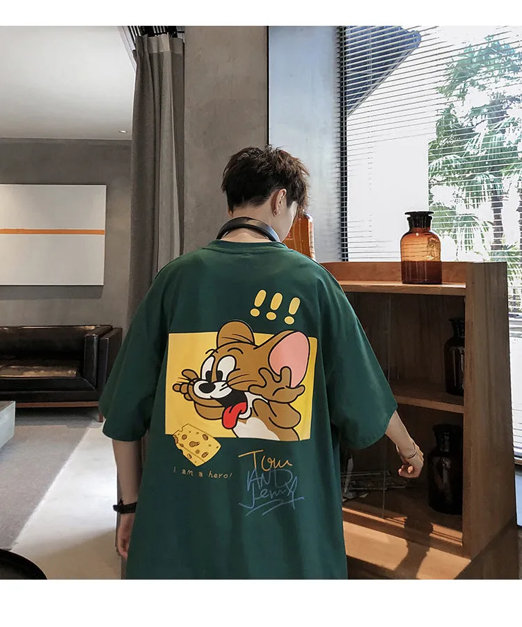 Mouse Short Sleeve T-Shirt Trendy ins All-Matching Summer Mid-Length Hip-Hop Loose T-Shirt