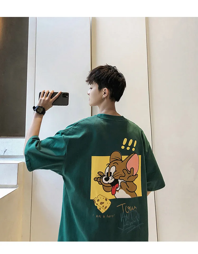 Mouse Short Sleeve T-Shirt Trendy ins All-Matching Summer Mid-Length Hip-Hop Loose T-Shirt