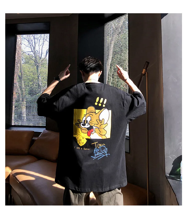 Mouse Short Sleeve T-Shirt Trendy ins All-Matching Summer Mid-Length Hip-Hop Loose T-Shirt