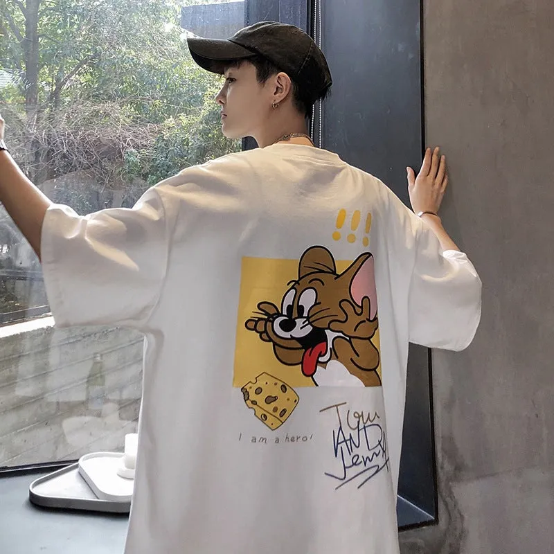 Mouse Short Sleeve T-Shirt Trendy ins All-Matching Summer Mid-Length Hip-Hop Loose T-Shirt