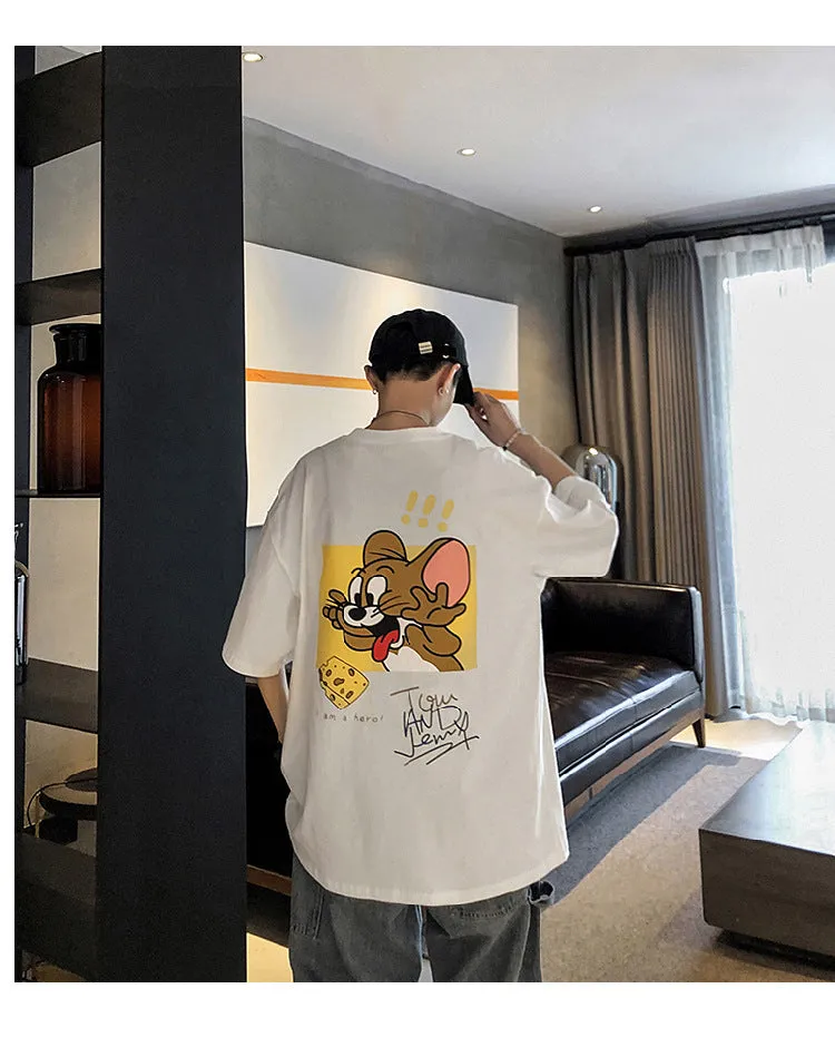 Mouse Short Sleeve T-Shirt Trendy ins All-Matching Summer Mid-Length Hip-Hop Loose T-Shirt