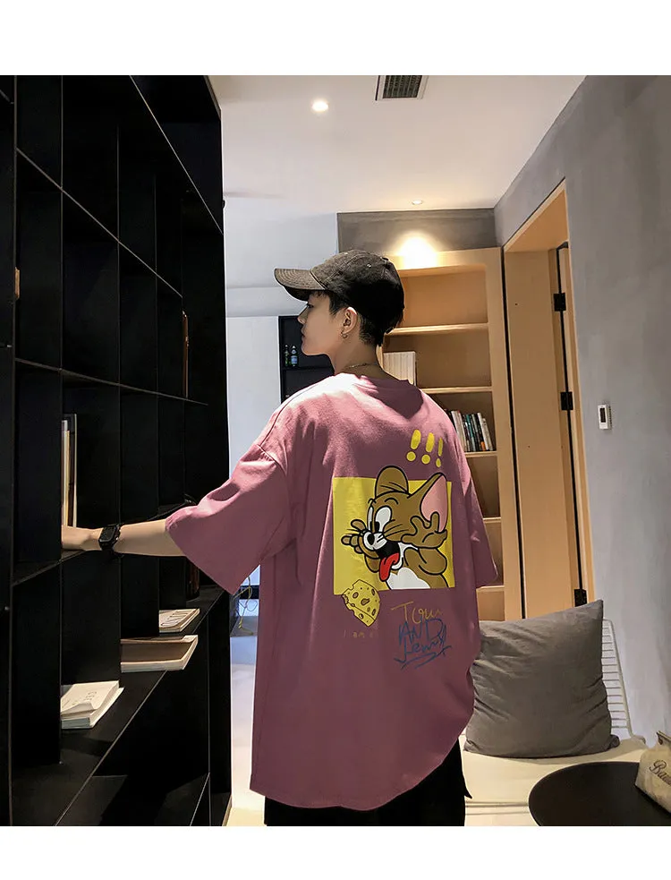 Mouse Short Sleeve T-Shirt Trendy ins All-Matching Summer Mid-Length Hip-Hop Loose T-Shirt