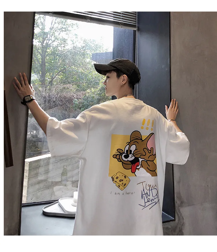 Mouse Short Sleeve T-Shirt Trendy ins All-Matching Summer Mid-Length Hip-Hop Loose T-Shirt