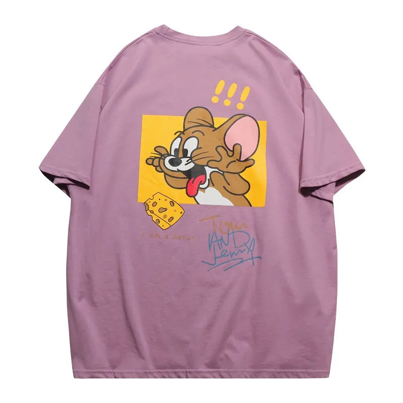 Mouse Short Sleeve T-Shirt Trendy ins All-Matching Summer Mid-Length Hip-Hop Loose T-Shirt