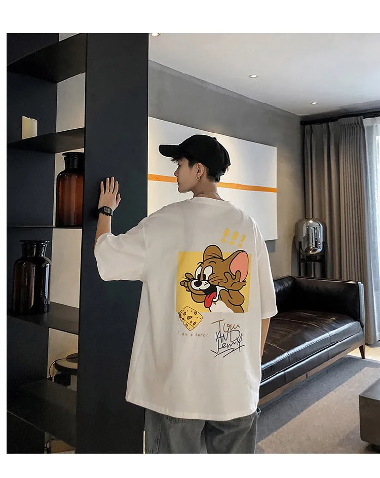 Mouse Short Sleeve T-Shirt Trendy ins All-Matching Summer Mid-Length Hip-Hop Loose T-Shirt