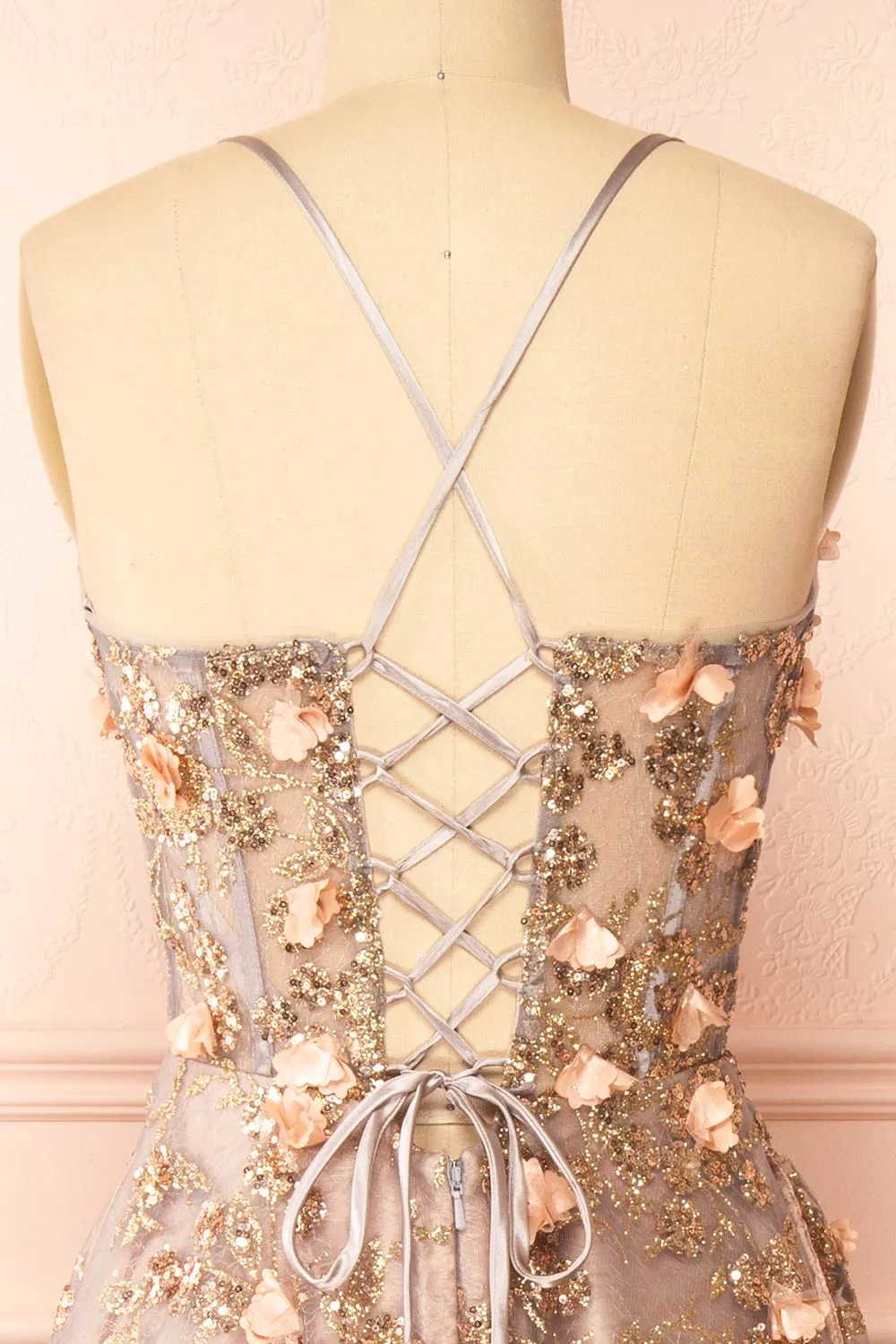 Mynia | Midi Gown w/ Floral Appliqués