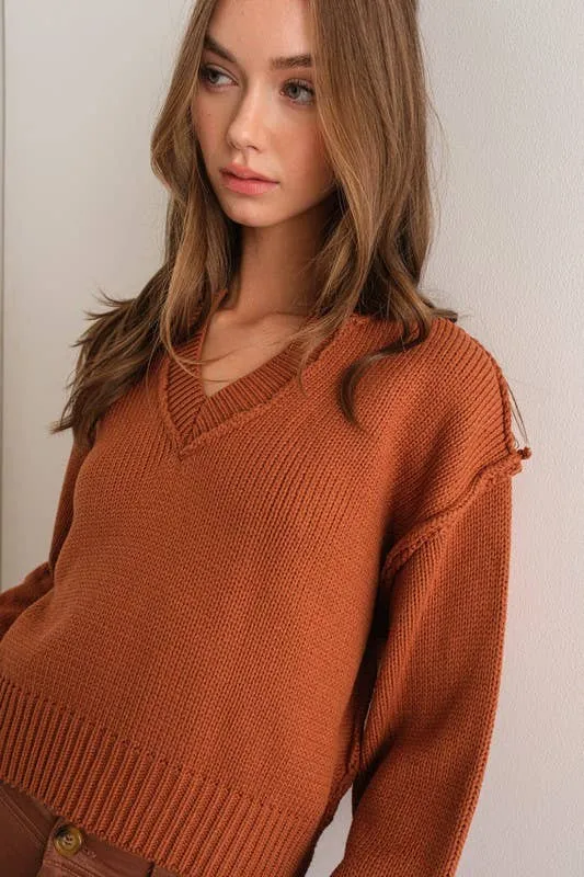 NANCY V-NECK STRAIP SWEATER TOP