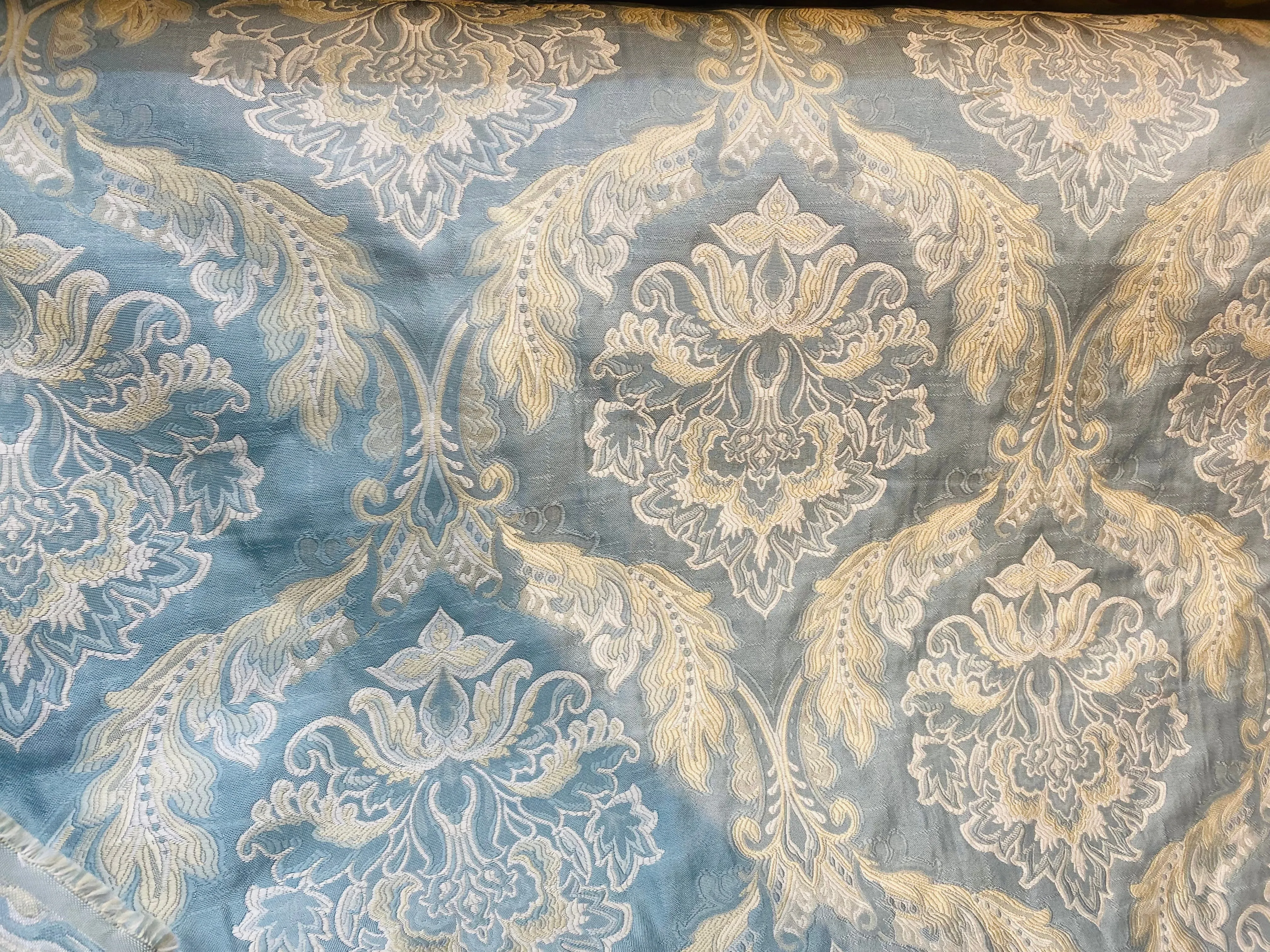 NEW! King Jegeus Designer Quilted Brocade Damask Upholstery Fabric- French Blue