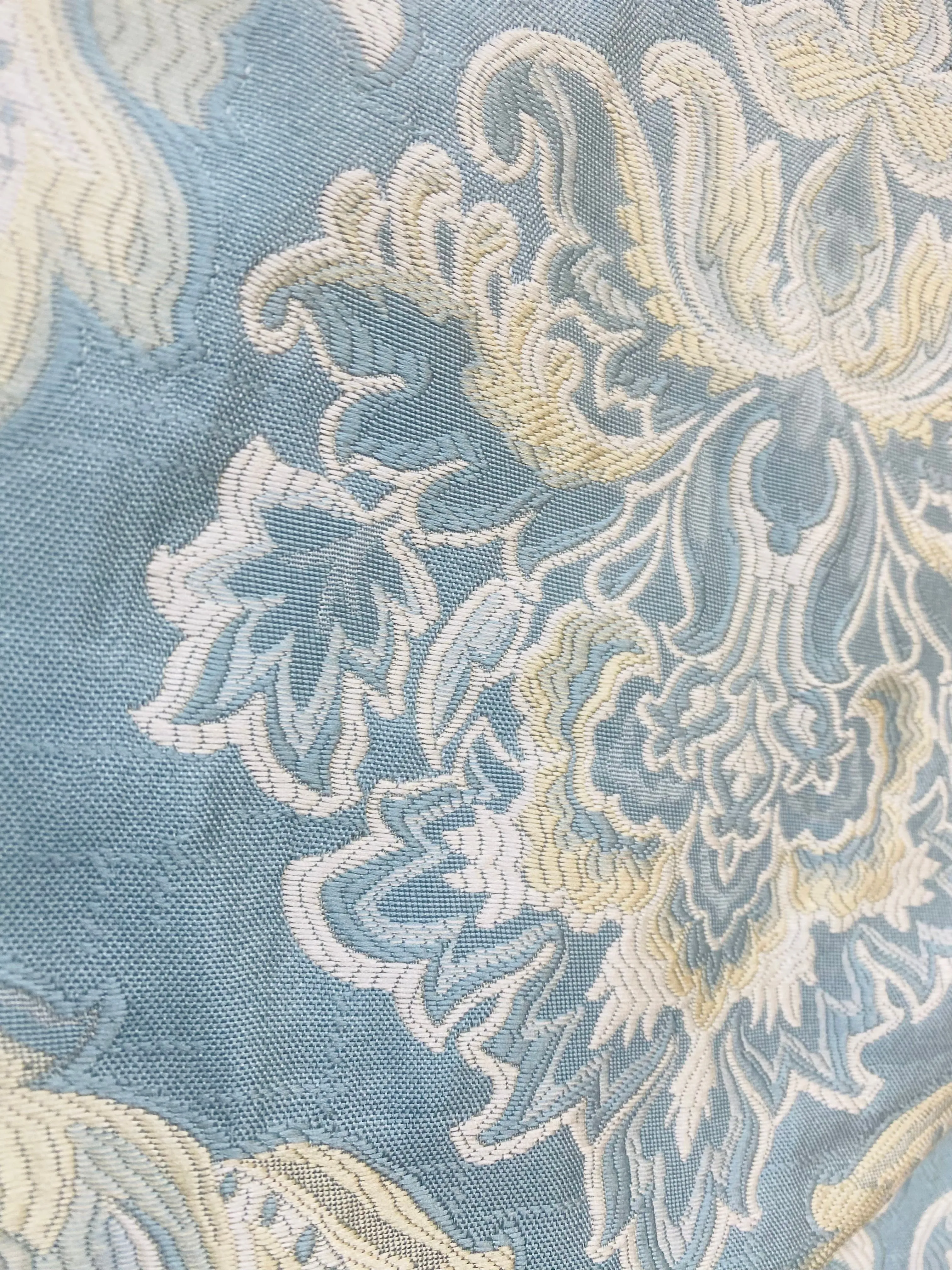 NEW! King Jegeus Designer Quilted Brocade Damask Upholstery Fabric- French Blue