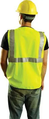 OccuNomix Large Yellow OccuLux Lightweight Polyester Class 2 Vest With Zipper Front Closure And 2" 3M Scotchlite Reflective Tape Striping