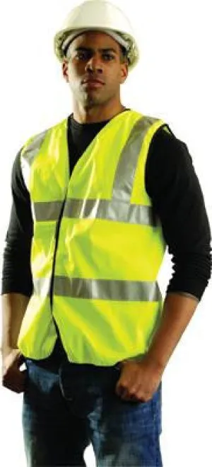 OccuNomix X-Large Yellow OccuLux Lightweight Polyester Class 2 Standard Vest With Front Hook And Loop Closure And 2" 3M Scotchlite Reflective Tape Striping