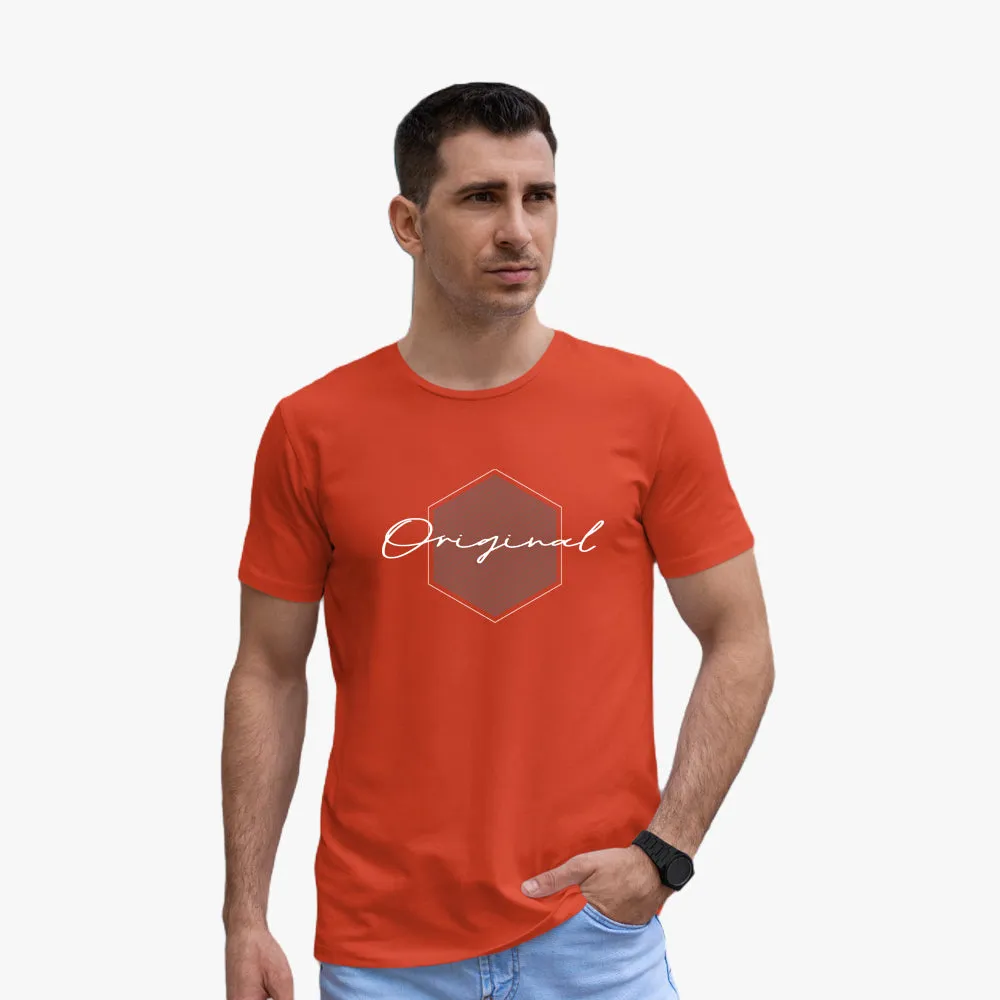 Original Graphic Printed Casual Half Sleeve Round Neck T-Shirt for Men
