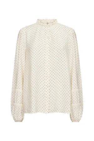 Orit Embroidery Detail Spotty Blouse - Cream Combi