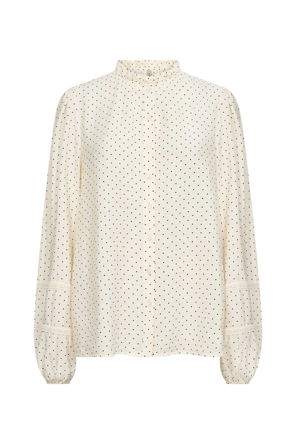 Orit Embroidery Detail Spotty Blouse - Cream Combi