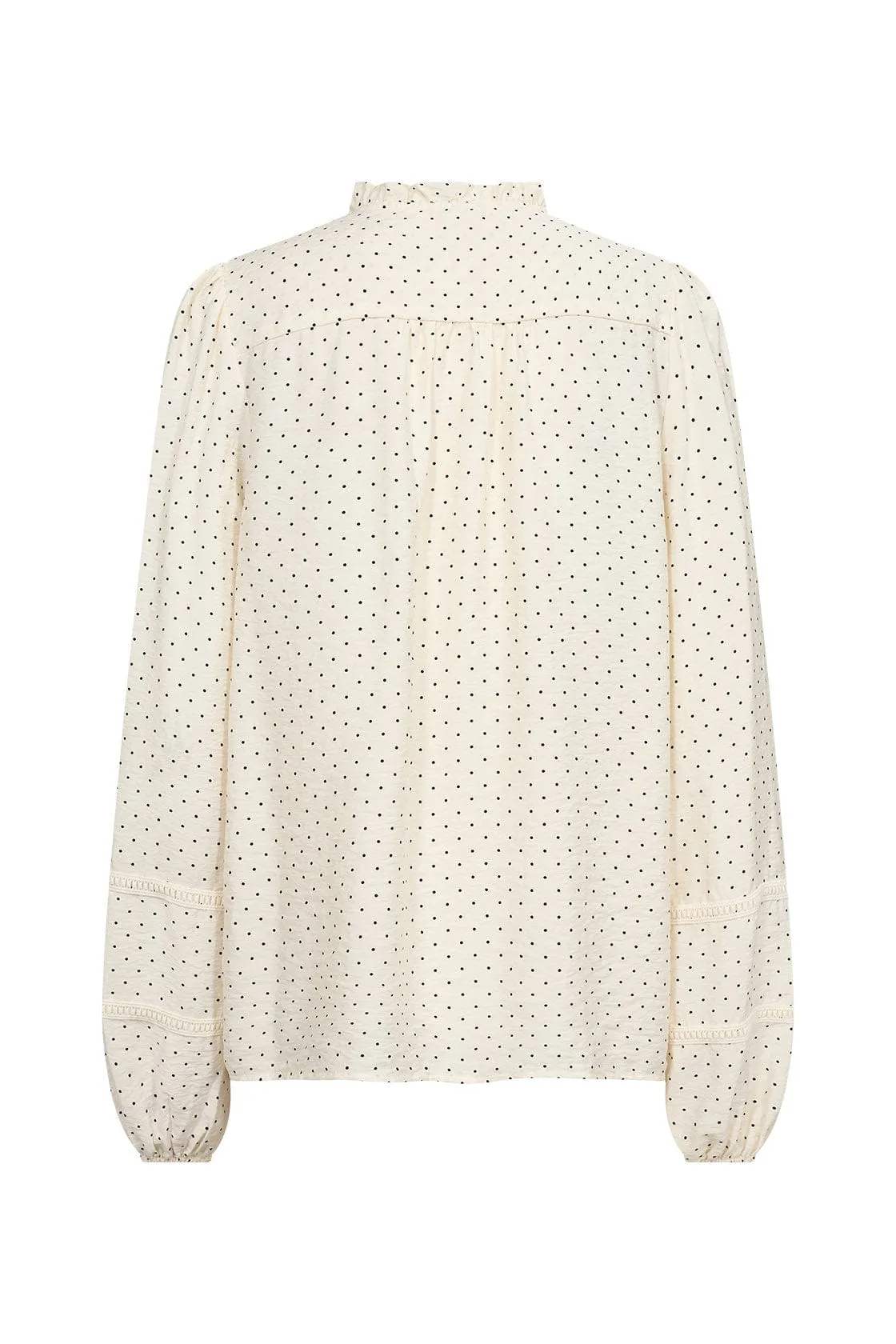 Orit Embroidery Detail Spotty Blouse - Cream Combi