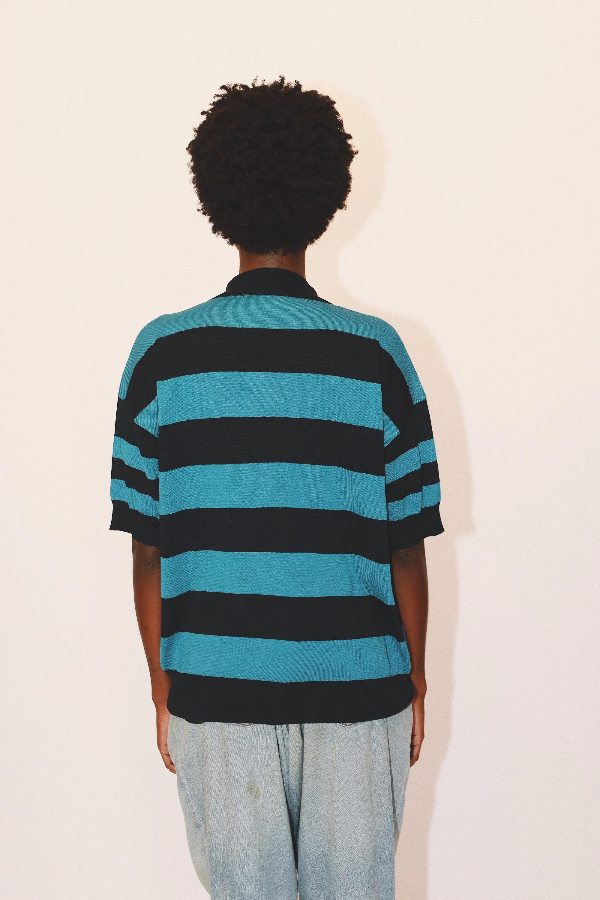 ORLANDO STRIPED POLO - NAVY