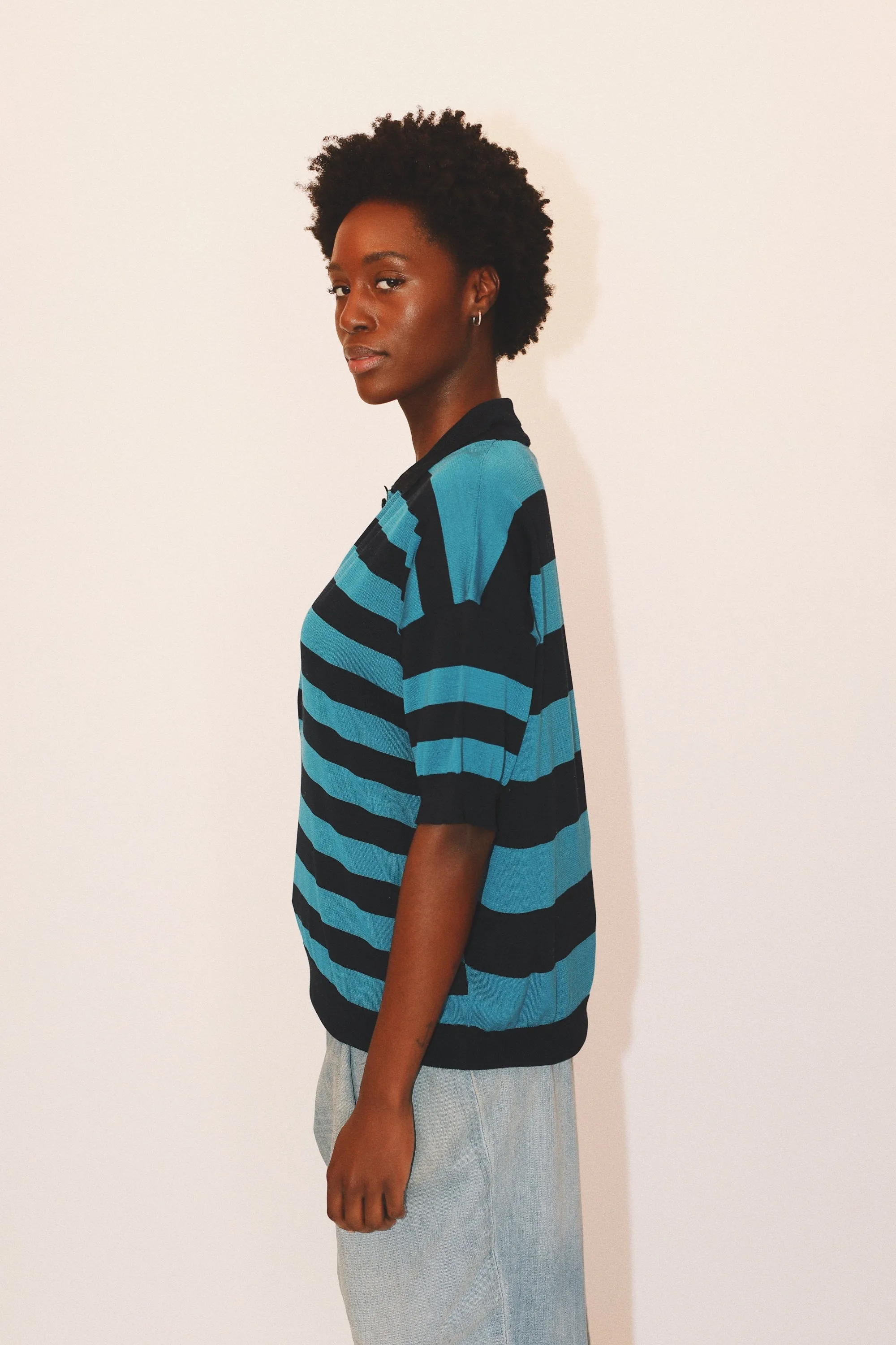 ORLANDO STRIPED POLO - NAVY