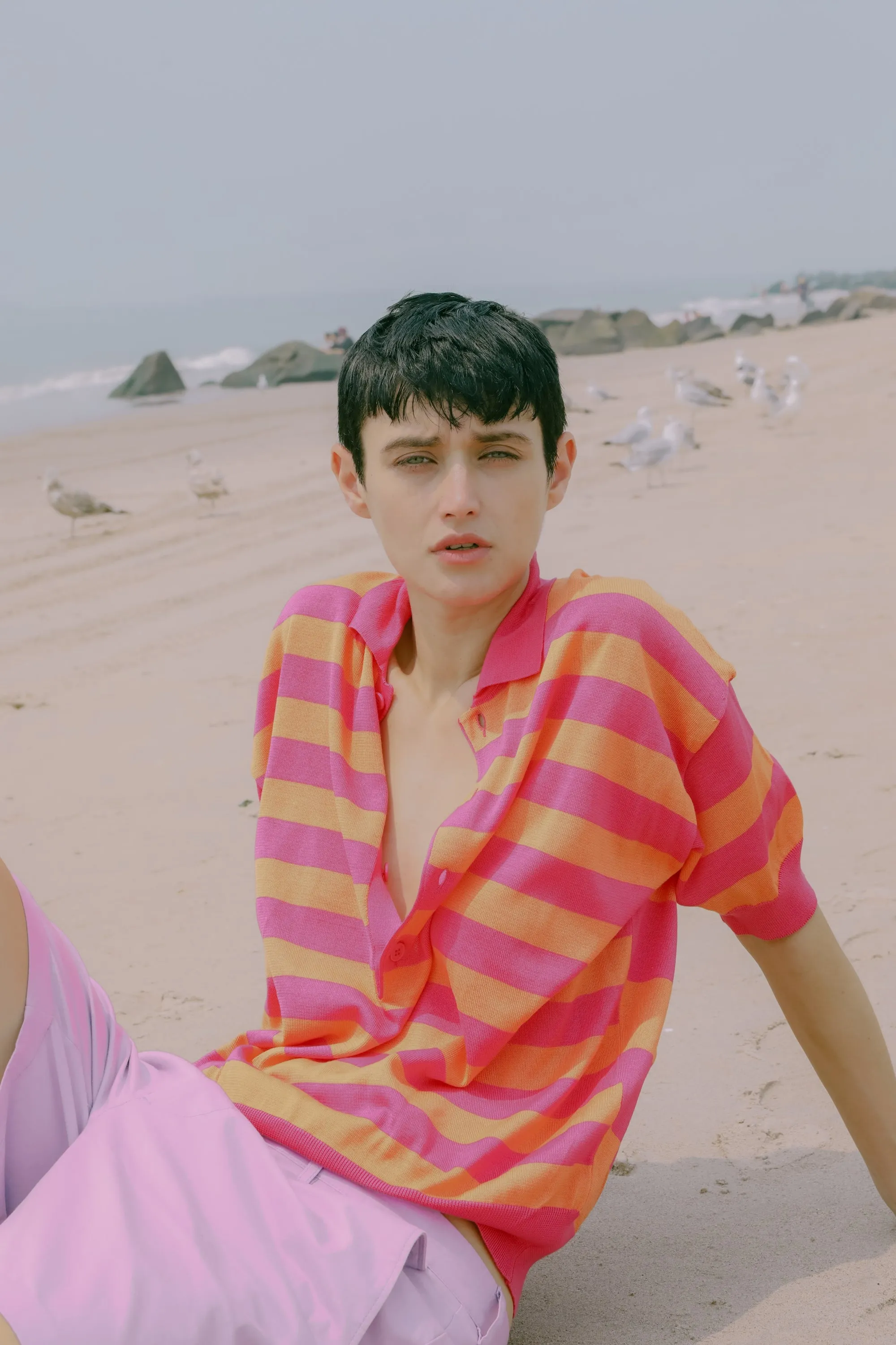 ORLANDO STRIPED POLO - PINK