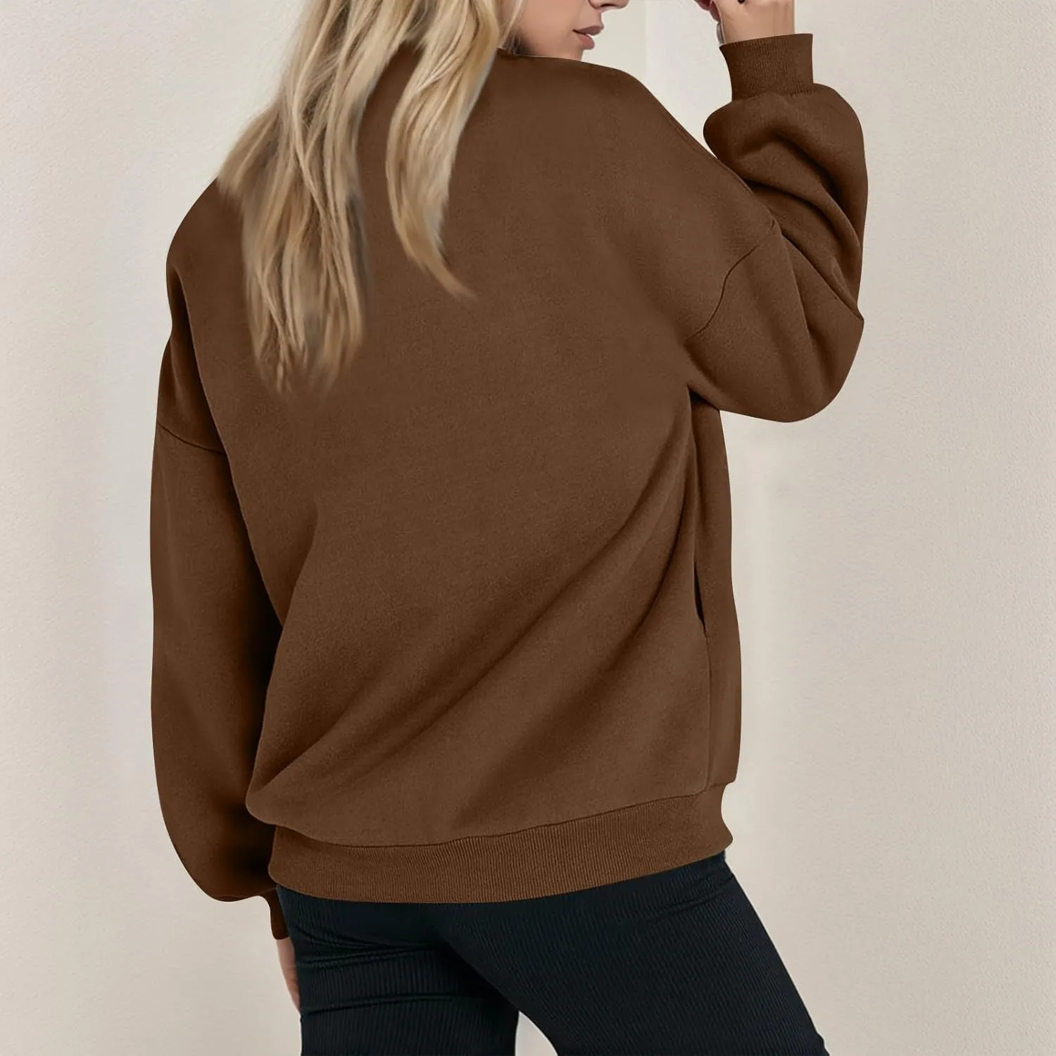 Oversized Zip Up Sweatshirt Women Fleece Bomber Zip Up Jacket Casual Teen Girls Athletic Sweat Jackets with Pockets